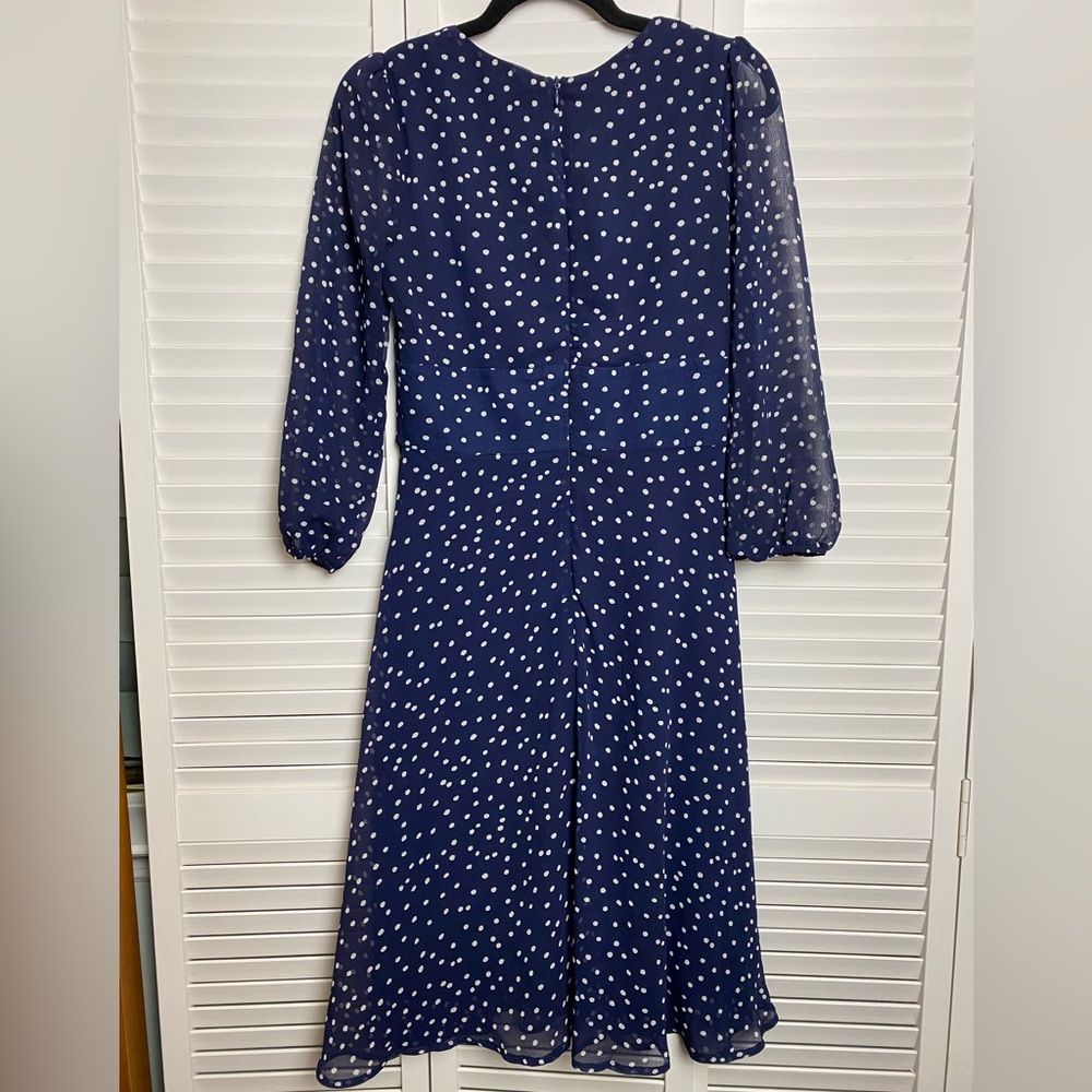 Lulu’s Elicia Navy Blue Polka Dot Long Sleeve Midi Dress - Size S - Picture 7 of 7